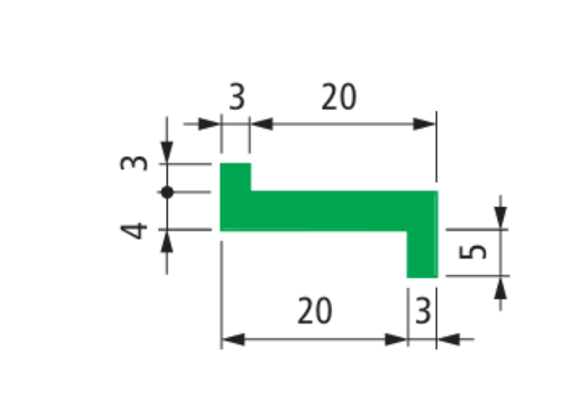 Plastic Profile Polyethylene UHMWPE with molecular Chain width 82,5 mm (K 325) / Guide clearance 45 mm