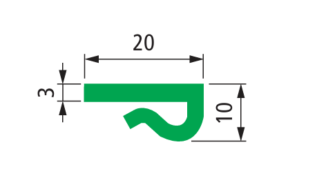 Chain guide profile UHMW-PE Linear Guide Rail applicable to 2,5 to 3,5 mm thick sheet metal